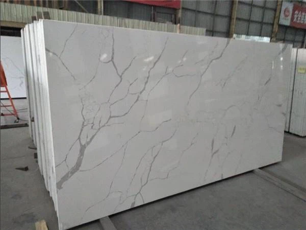 white calacatta quartz stone slab