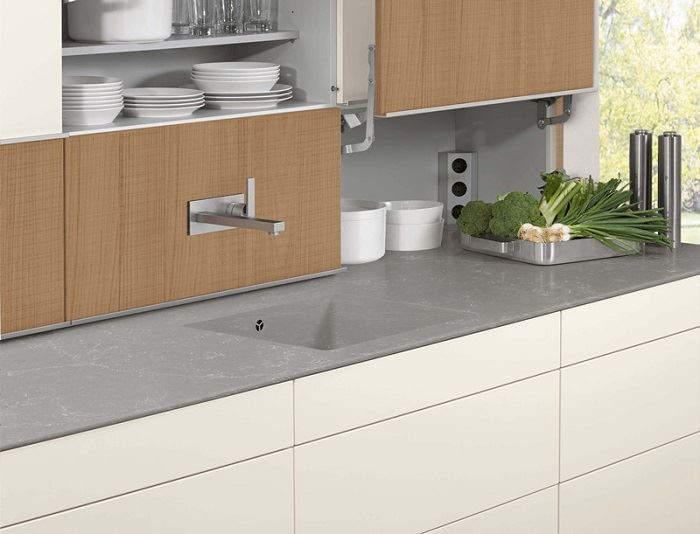 gray quartz with white veins countertops