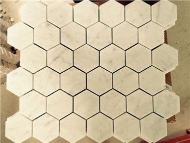 Bianco Carrara Εξάγωνο Μαρμάρινο Μωσαϊκό